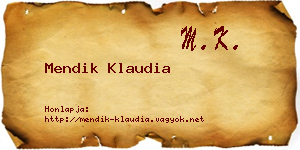 Mendik Klaudia névjegykártya